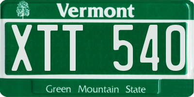 VT license plate XTT540