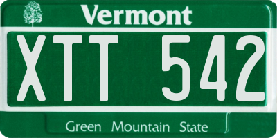 VT license plate XTT542