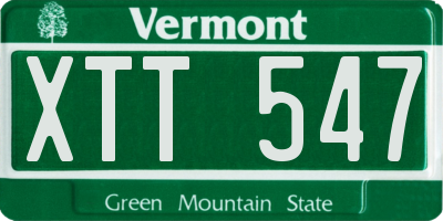 VT license plate XTT547