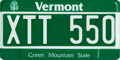 VT license plate XTT550