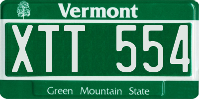 VT license plate XTT554