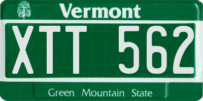 VT license plate XTT562