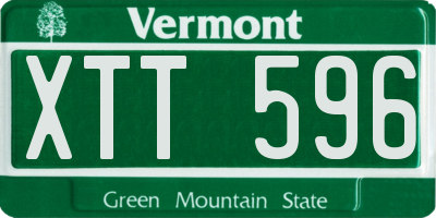 VT license plate XTT596