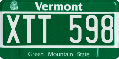 VT license plate XTT598