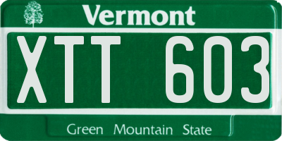 VT license plate XTT603