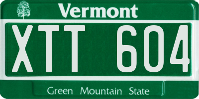 VT license plate XTT604