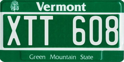 VT license plate XTT608