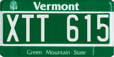 VT license plate XTT615