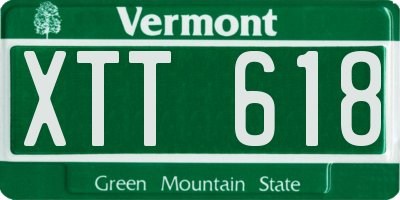 VT license plate XTT618