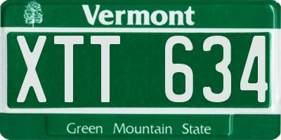 VT license plate XTT634