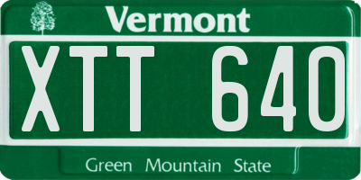 VT license plate XTT640