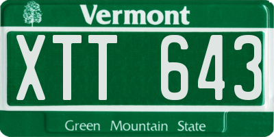 VT license plate XTT643