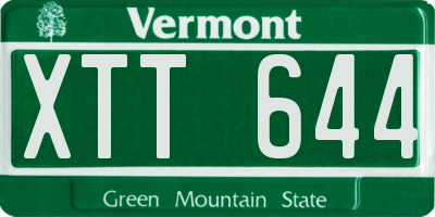 VT license plate XTT644