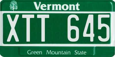 VT license plate XTT645