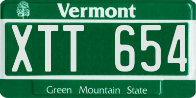 VT license plate XTT654
