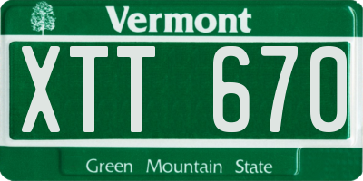 VT license plate XTT670
