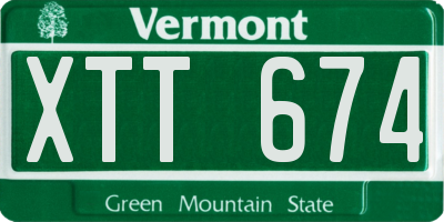 VT license plate XTT674