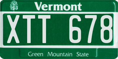 VT license plate XTT678