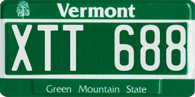 VT license plate XTT688