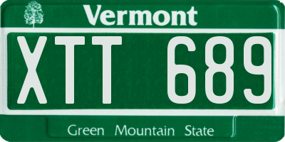VT license plate XTT689