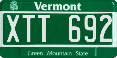 VT license plate XTT692