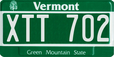 VT license plate XTT702