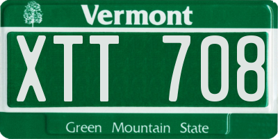 VT license plate XTT708