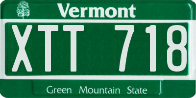 VT license plate XTT718