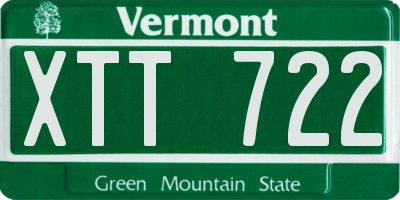 VT license plate XTT722