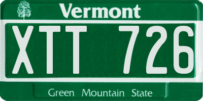 VT license plate XTT726