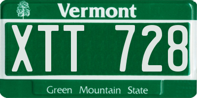 VT license plate XTT728