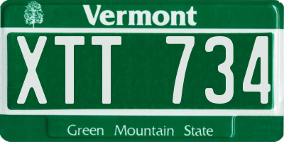 VT license plate XTT734