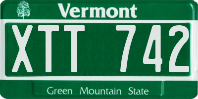 VT license plate XTT742