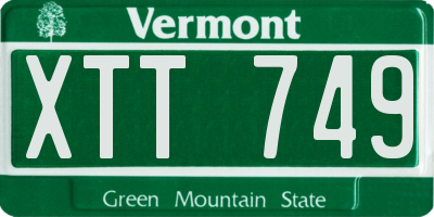 VT license plate XTT749