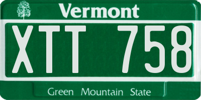 VT license plate XTT758