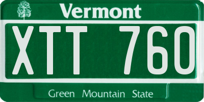 VT license plate XTT760
