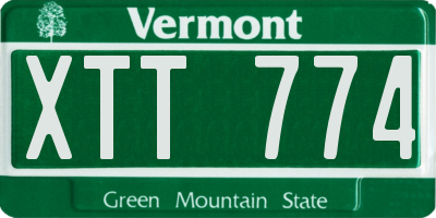 VT license plate XTT774
