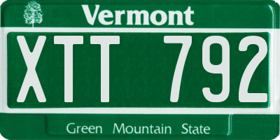 VT license plate XTT792