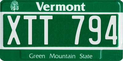 VT license plate XTT794
