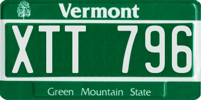 VT license plate XTT796