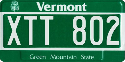 VT license plate XTT802