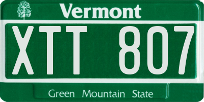 VT license plate XTT807