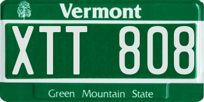 VT license plate XTT808