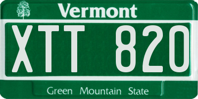 VT license plate XTT820