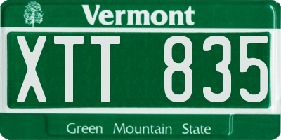 VT license plate XTT835