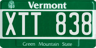 VT license plate XTT838