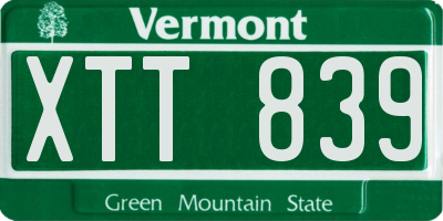 VT license plate XTT839