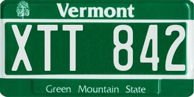 VT license plate XTT842