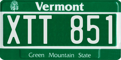 VT license plate XTT851