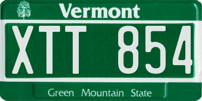 VT license plate XTT854